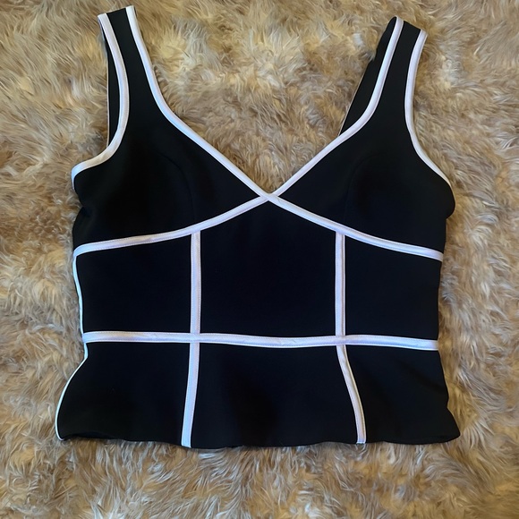Cache Black and White Crop Top - Picture 1 of 5